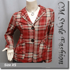 Checkers Plaids Pockets Shirt Jacket Top Red