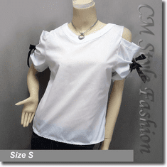 Chic Cold Shoulder O Ring Blouse Shirt Top White