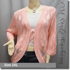 Chic Eyelet Front Tie Cardigan Sweater Top Orange