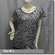 Chic Sequined Embroidery Fashion Blouse Top Black Silvery
