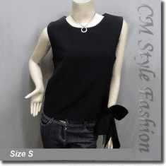 Chic Stylish Bow Tie Blouse Tank Top Black