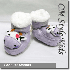 Cow Bootie Socks / Slippers for Baby Pre-walkers Purple