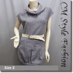 Cowl Neck Tweed Pocket Tunic Top Purple
