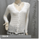 Crochet Eyelet Lace Trimmed Button Down Knit Cardigan Blouse Top Beige