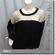 Crochet Knit Eyelet Drop Shoulder Sweater Top Golden Black