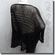 Crochet Knit Eyelet Sequined Beaded Boxy Sweater Top Black