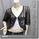 Crochet Silvery Thread Beaded Bolero Top Black