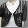 Crochet Silvery Thread Beaded Bolero Top Black