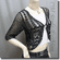 Crochet Silvery Thread Beaded Bolero Top Black