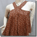 Cute Floral Babydoll Swing Camisole Blouse Top Brown
