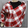 Dual Layered Asymmetric Plaids Checks Tartan Sweater Top Red White