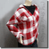 Dual Layered Asymmetric Plaids Checks Tartan Sweater Top Red White