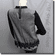Duo Tone Crochet Trimmed Boho Blouse Top Black Gray