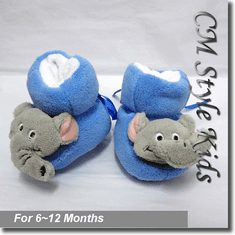 Elephant Bootie Socks / Slippers for Baby Pre-walker Blue Gray