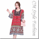 Ethnic Embroidery Floral Kaftan Tunic Dress Top Red