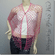Exotic Crochet Net Triangular Shawl Wrap Shawl Scarf Hot Pink w Silvery Beads