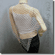 Exotic Crochet Net Triangular Shawl Wrap Shawl Scarf Pink w Silvery Beads 