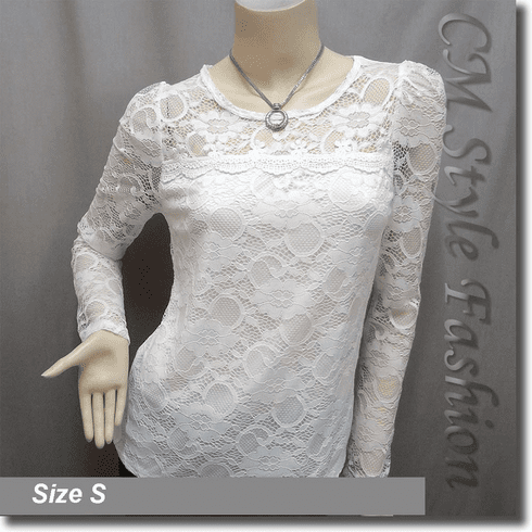 Floral Lace See Through Sheer Blouse Top White