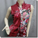 Floral Prints Shirt Dress Tunic Satin Top Burgundy