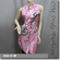 Floral Prints Shirt Dress Tunic Satin Top Pink