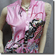 Floral Prints Shirt Dress Tunic Satin Top Pink