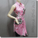 Floral Prints Shirt Dress Tunic Satin Top Pink
