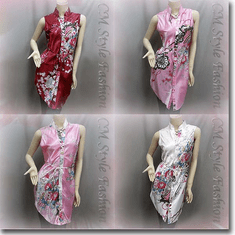 Floral Prints Shirt Dress Tunic Satin Top Series