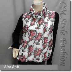 Floral Rose Prints Turtleneck Blouse Top Pink White Black