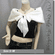 Front Tie Ribbon Faux Fur Shawl Wrap Ivory White