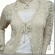 Front Tie Silvery Thread Crochet Knit Cardigan Top Beige