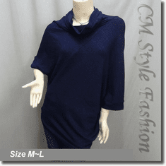 Funky Asymmetric Drapey Smock Tunic Top Blue