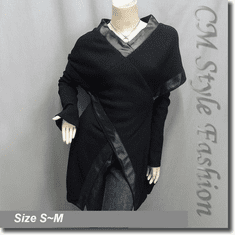 Funky Patchwork Tunic Top with Detachable Arm Warmer Black