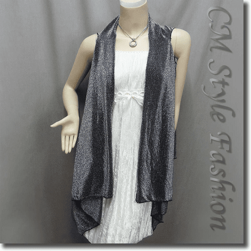 Glittering No-Sew Flowy Layering Vest Top Gray