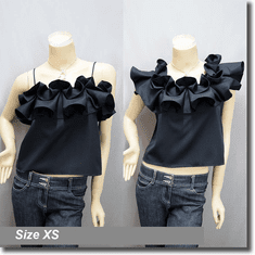 Hippie Two Way Off Shoulder Ruffle Boho Top Black