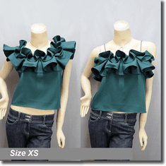Hippie Two Way Off Shoulder Ruffle Boho Top Green