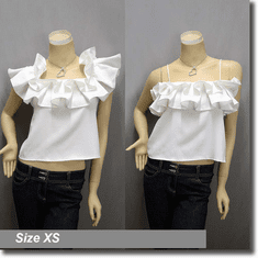 Hippie Two Way Off Shoulder Ruffle Boho Top Off White 