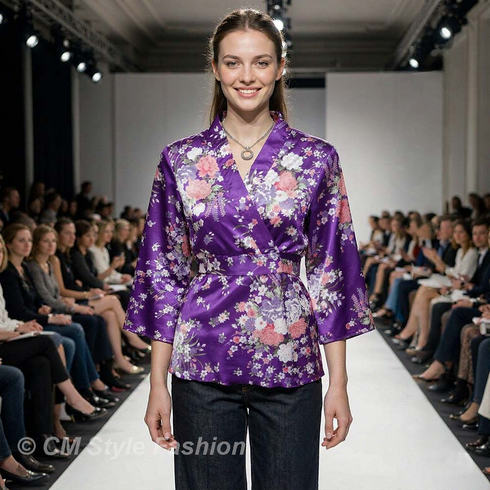 Japan Kimono Style Top Purple