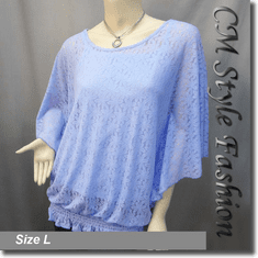 Lace Flowy Dolman Top w/ Camisole Dual Set Blue