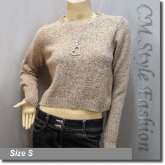 Lace Up Boxy Cropped Sweater Blouse Knit Top Beige
