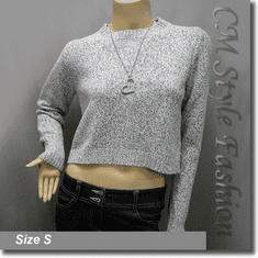 Lace Up Boxy Cropped Sweater Blouse Knit Top Gray