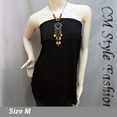 Low Cut Necklace Halter Top Black