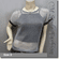 Net Mesh Lace Pullover and Black Camisole Top Set Black Silvery