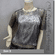 Net Mesh Pullover and Silver Camisole Top Set Black Silver