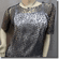 Net Mesh Pullover and Silver Camisole Top Set Black Silver