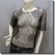 Net Mesh Pullover and Silver Camisole Top Set Black Silver