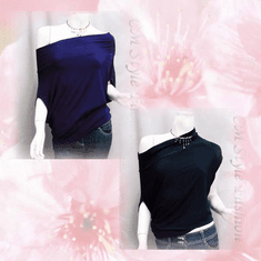 Off / One Shoulder Cowl Ruch Blouse