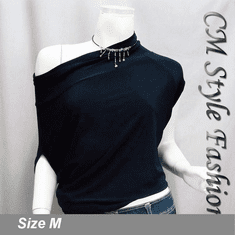 Off / One Shoulder Cowl Ruch Blouse Black