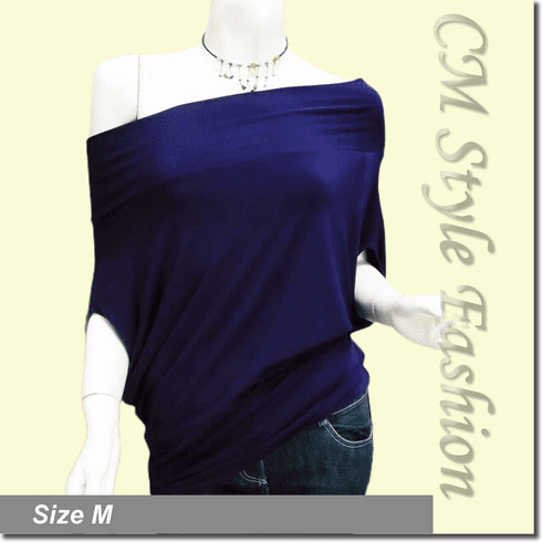 Off / One Shoulder Cowl Ruch Blouse Purple