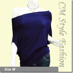 Off / One Shoulder Cowl Ruch Blouse Purple