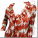 Pepper Prints Ruffle Frill Trim Pleated Flute Semi Sheer Top Orange Beige